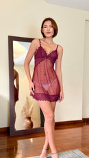 Camisola Tule Poá Vinho