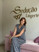 Kaftan Bolinhas Cinza e Branco