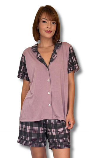Pijama Marta Lilás Xadrez