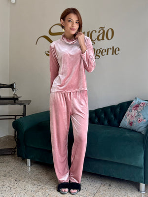 Pijama Edna Veludo  Rose