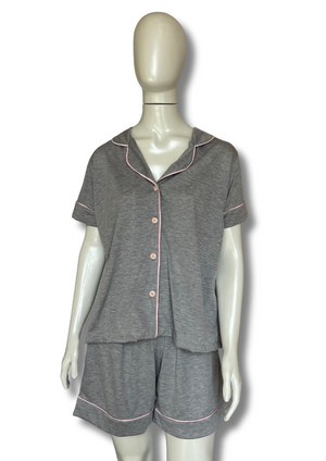 Pijama Marta Cinza Claro com rosa