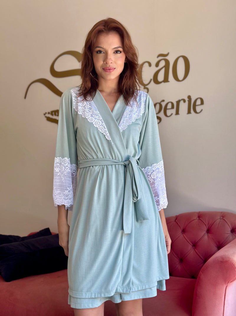 Robe Lavanda Malha Verde