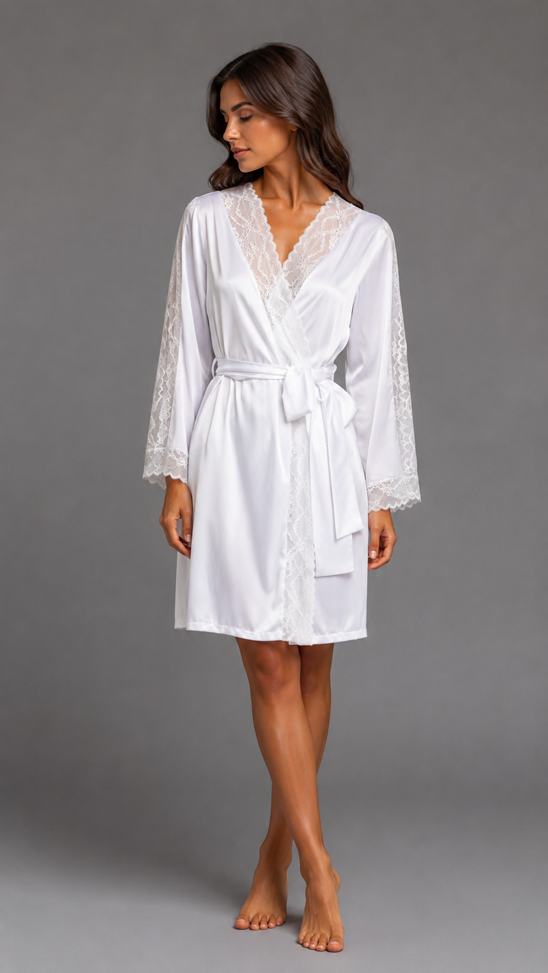 Robe Carminha Cetim Branco Curto