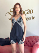 Short Doll Lucia Preto com Branco