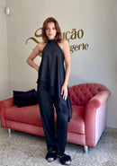 Pijama Cetim Assimétrico Preto