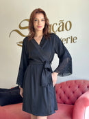 Robe Lavanda Preto Cetim