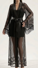 Robe Renda Francesa com Franjas Longo