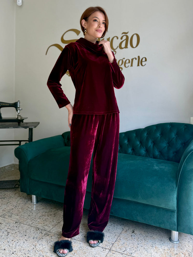 Pijama Veludo Vinho
