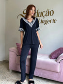 Pijama Tatiane Preto com Branco