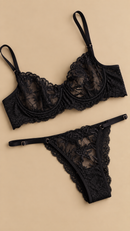 Conjunto Tule Bordado Preto