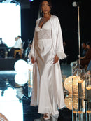 Robe Longo Cetim Plumas