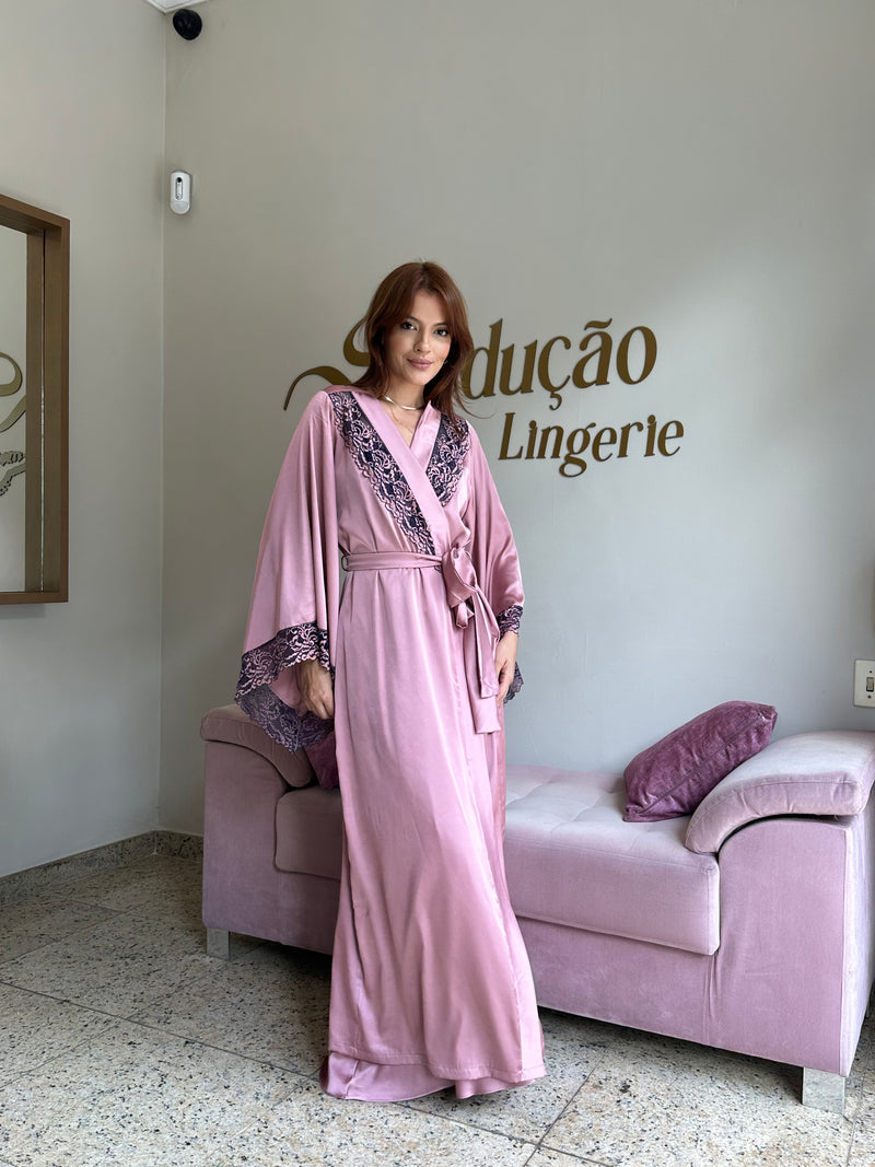 Robe Super Sino Longo Rose com Azul