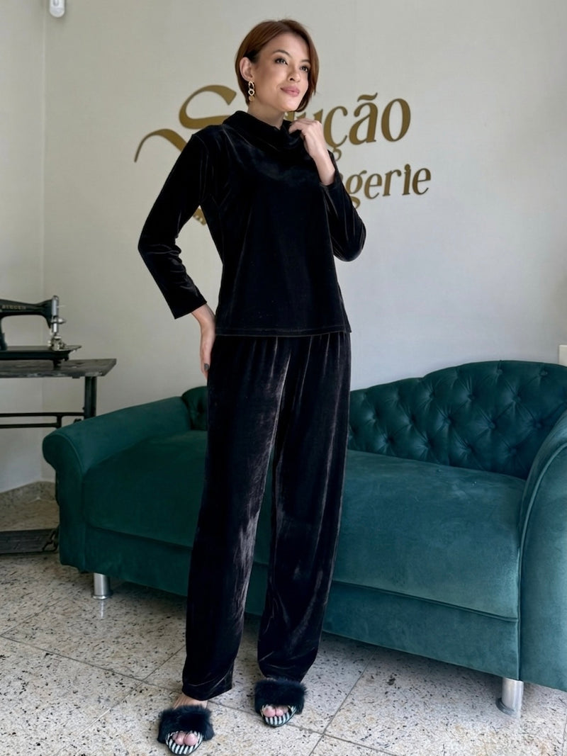 Pijama Veludo Preto