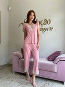 Pijama Cristina Rose e Verde