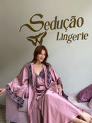 Robe Super Sino Longo Rose com Azul