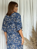 Kaftan Floral Azul Escuro