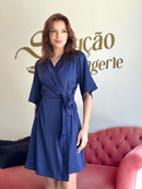 Robe Cetim Azul Marinho