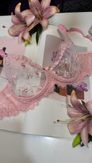 Conjunto Tule Bordado Rosa