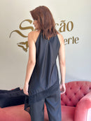 Pijama Cetim Assimétrico Preto