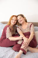 Pijama liganete vinho com nude