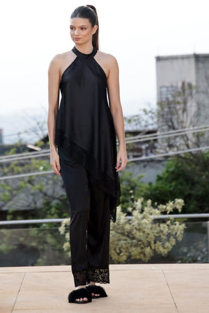 Pijama Cetim Assimétrico Preto
