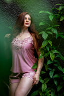 Short Doll Cetim Guipier Rosê