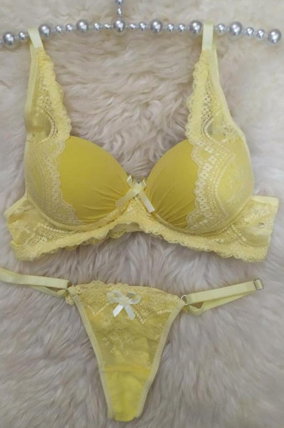 Conjunto Rúbia Renda Com Tule Amarelo