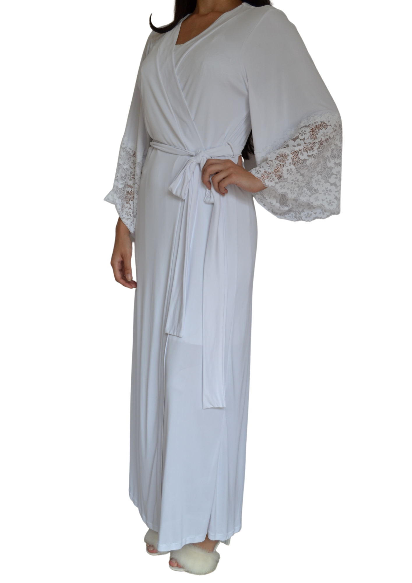 Robe longo lavanda branco