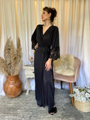 Robe longo lavanda preto