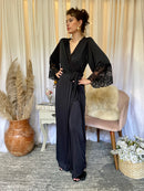 Robe longo lavanda preto