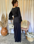 Robe longo lavanda preto