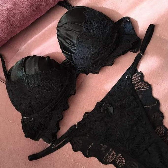 Conjunto Sabrina Drapeado Cetim Preto